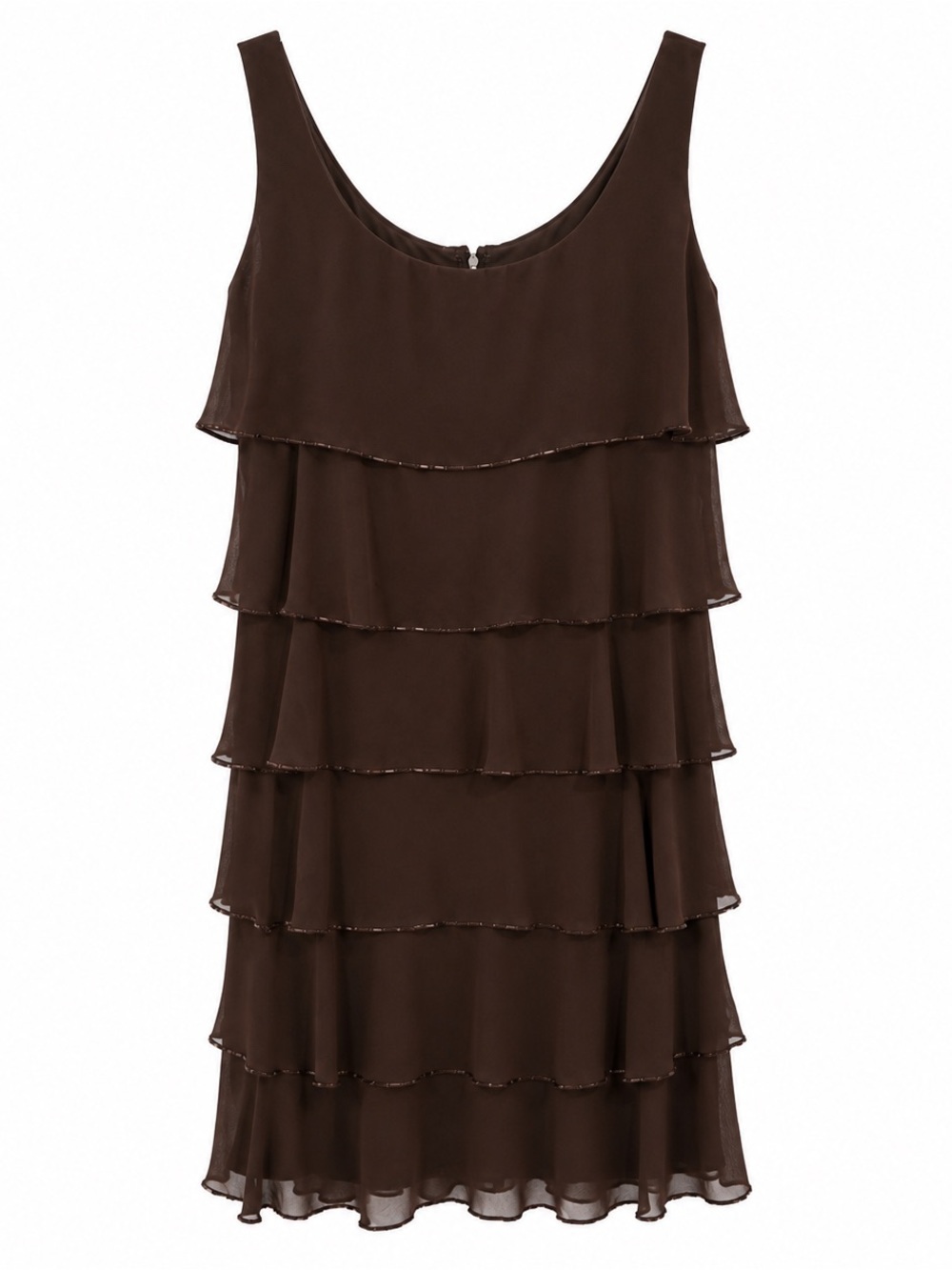 Vintage Patra Brown Layered Beaded Dress Size 4